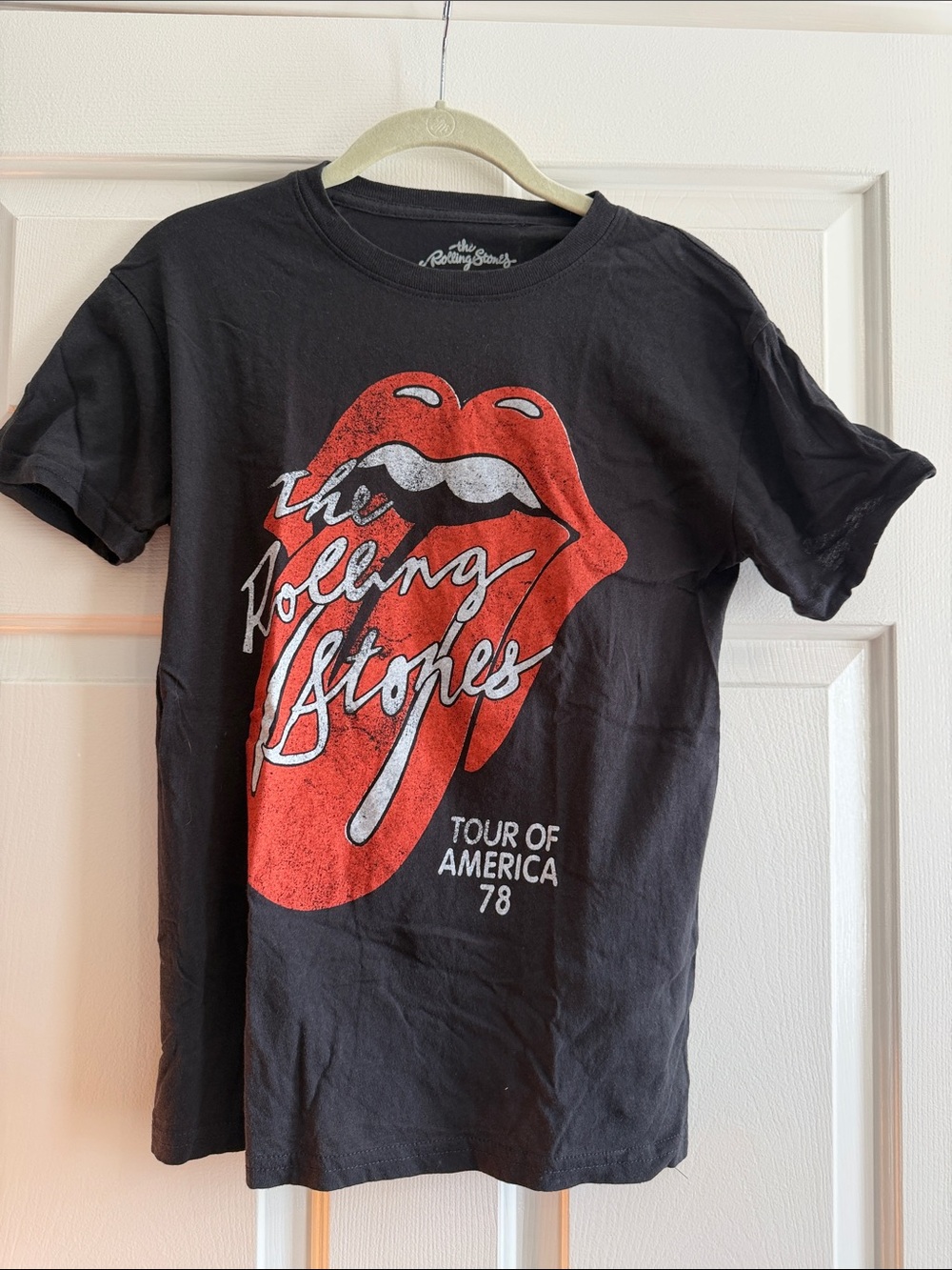 Rolling Stones Black T‑Shirt with Red Tongue Graphic